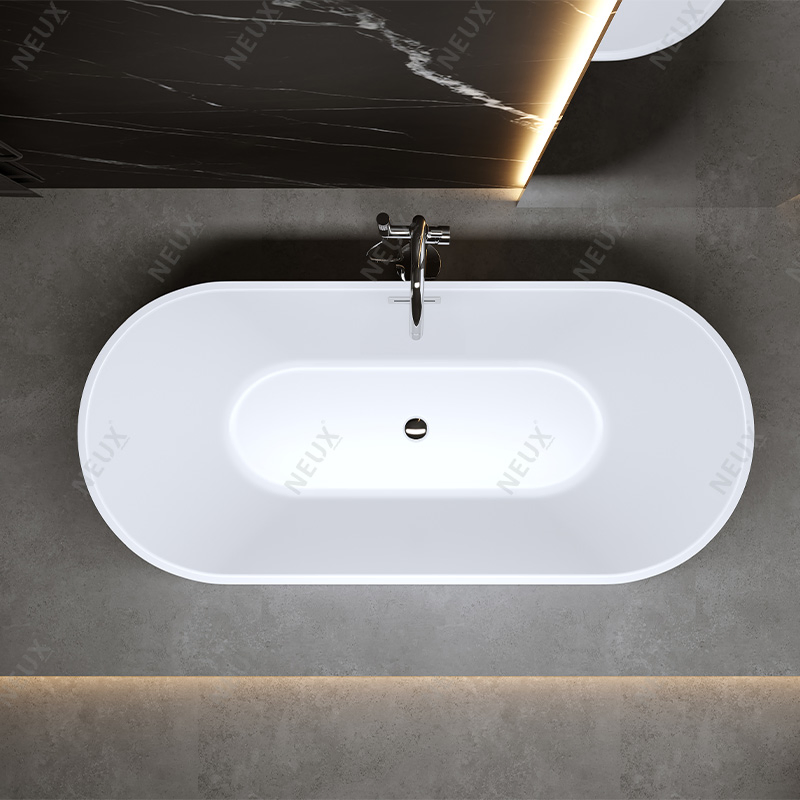 Modern Hotel Luxury Soaking White Freestanding Tub Acrylic Stand-Alone Bathtub