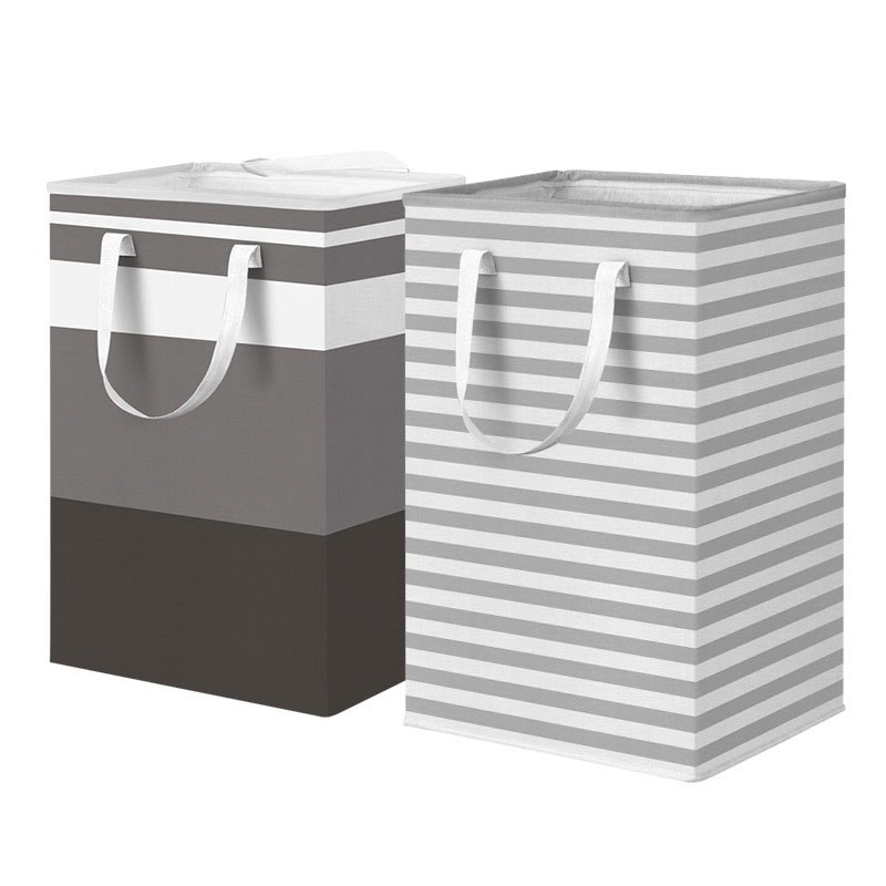 Factory Price Fabric Folding Striped Laundry Basket