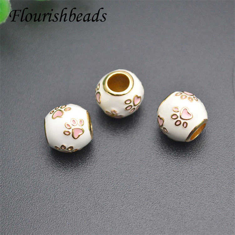 Supplies Gold Plating White Enamel Claw Shape Tube Spacer Beads for Bracelet