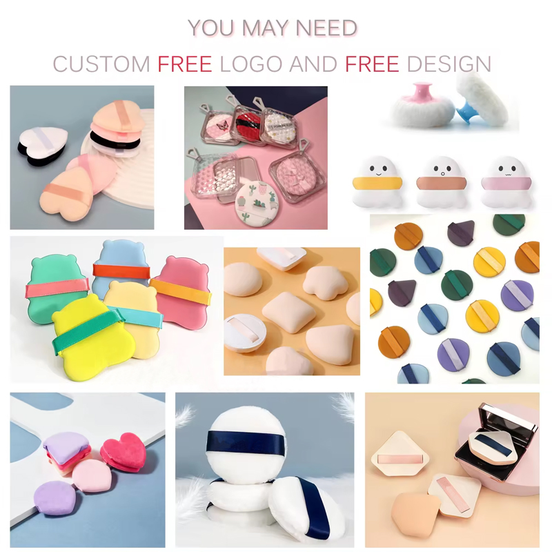 Di Tong Cosmetic Accessories 3-Piece Customized Private Brand Triangle Powder Puff Velvet Makeup and Beauty Powder Puff