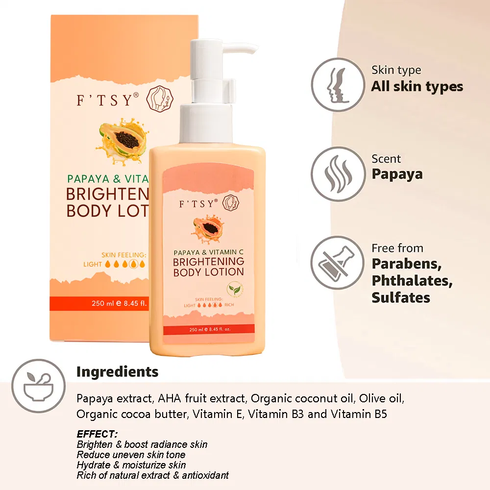 Custom Logo Vitamin C Kojic Acid Skin Whitening Face Wash Cleanser Cream Lotion Papaya Skincare Set