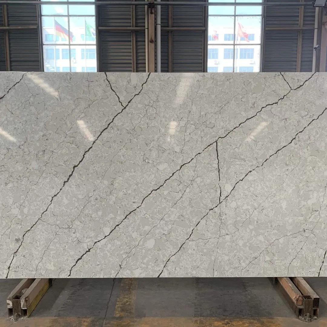Artificial Calacatta Sparkling Modena Jumbo Quartz Customized Size Black White for Countertop and Big Slabs