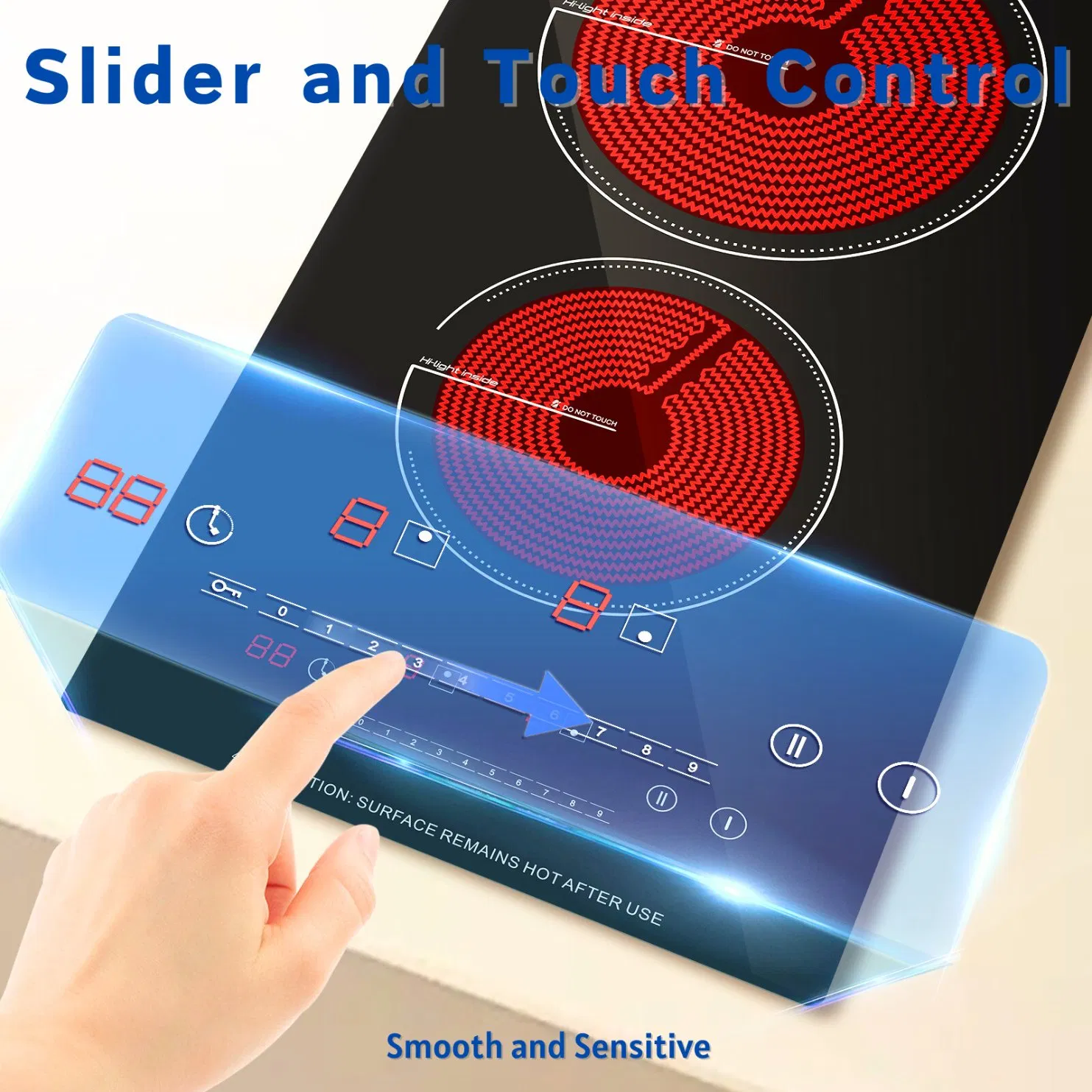 Electric Cooktop 2 Burner Built-in Infrared Cooker 3000W Ceramic Cooktop