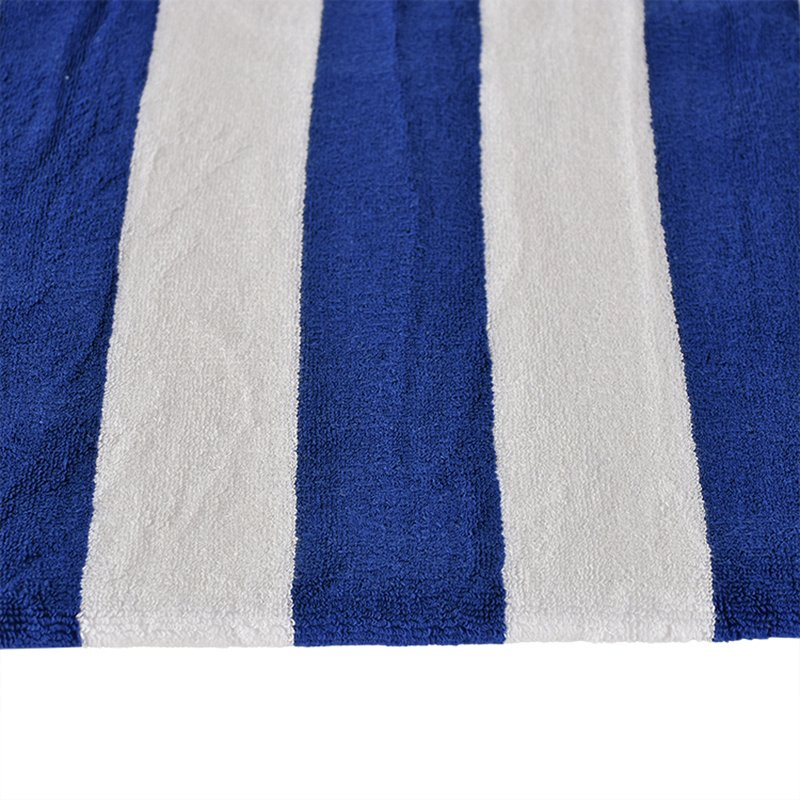 100% Cotton White/ Blue Stripe Pool Towel for Hotel Pool