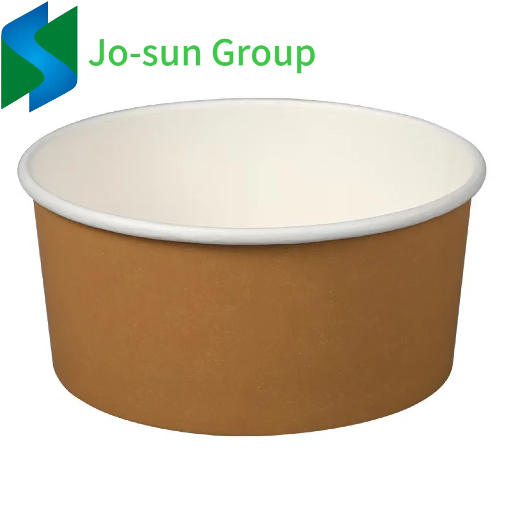 Free Sample Take Away Paper Container Salad Bowls 400 Ml~1500 Ml Disposable Kraft Paper Round Bowl for Food Packaging