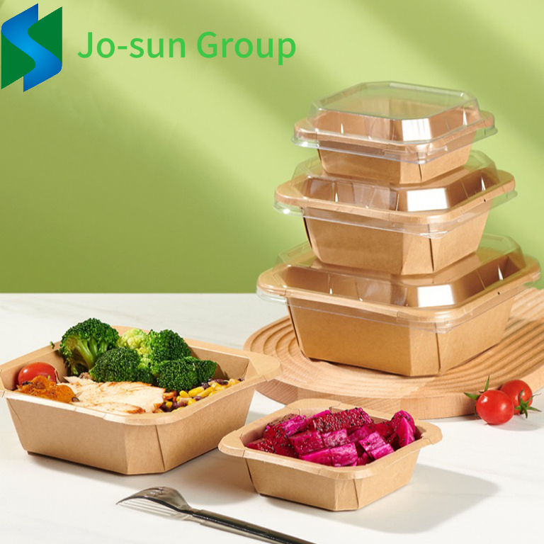 Jo-Sun Customized Kraft Paper to Go Boxes Take Away Lunch Packing Boxes Square Paper Food Container
