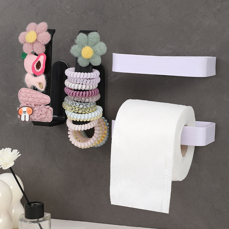 Bathroom Tissue Holder No-Drill Toilet Paper Holder Plastic Storage Rack