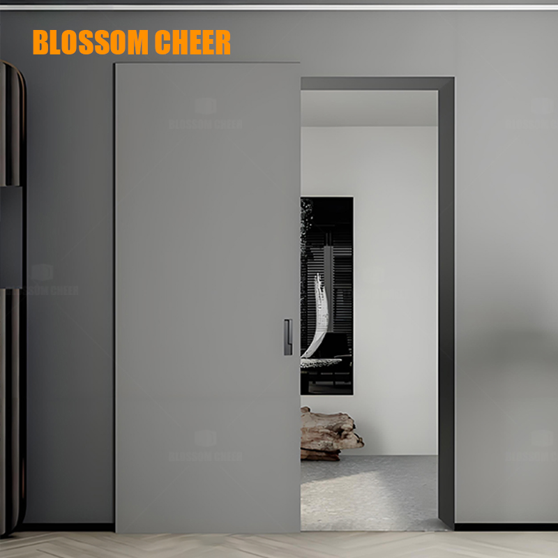 Wall Mount Sliding Engineered Wood Ghost Door with Frameless Wood Door System