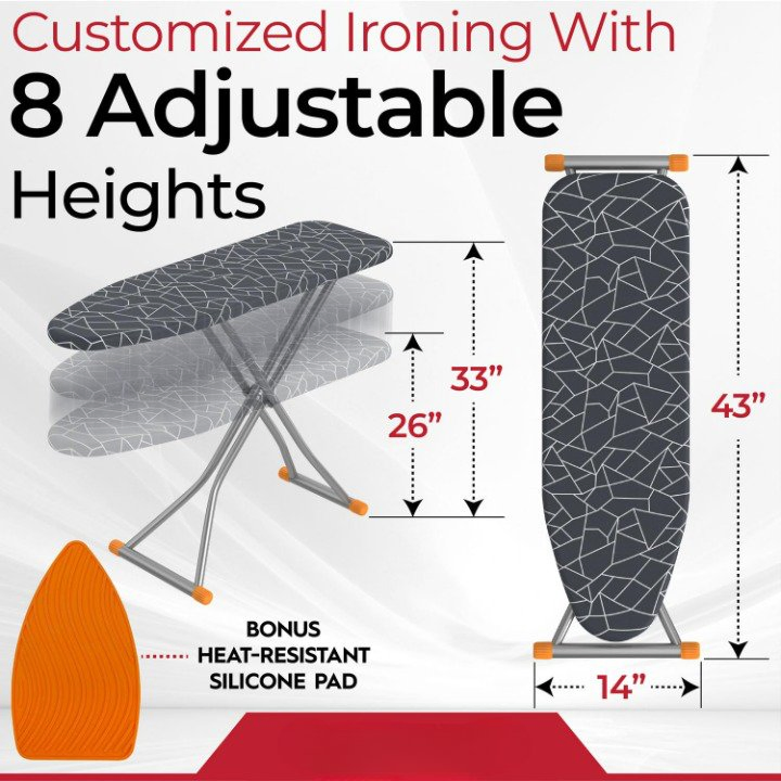 Full Size New Patent Technology Easy Locking System Scorch Resistant Ironing Board
