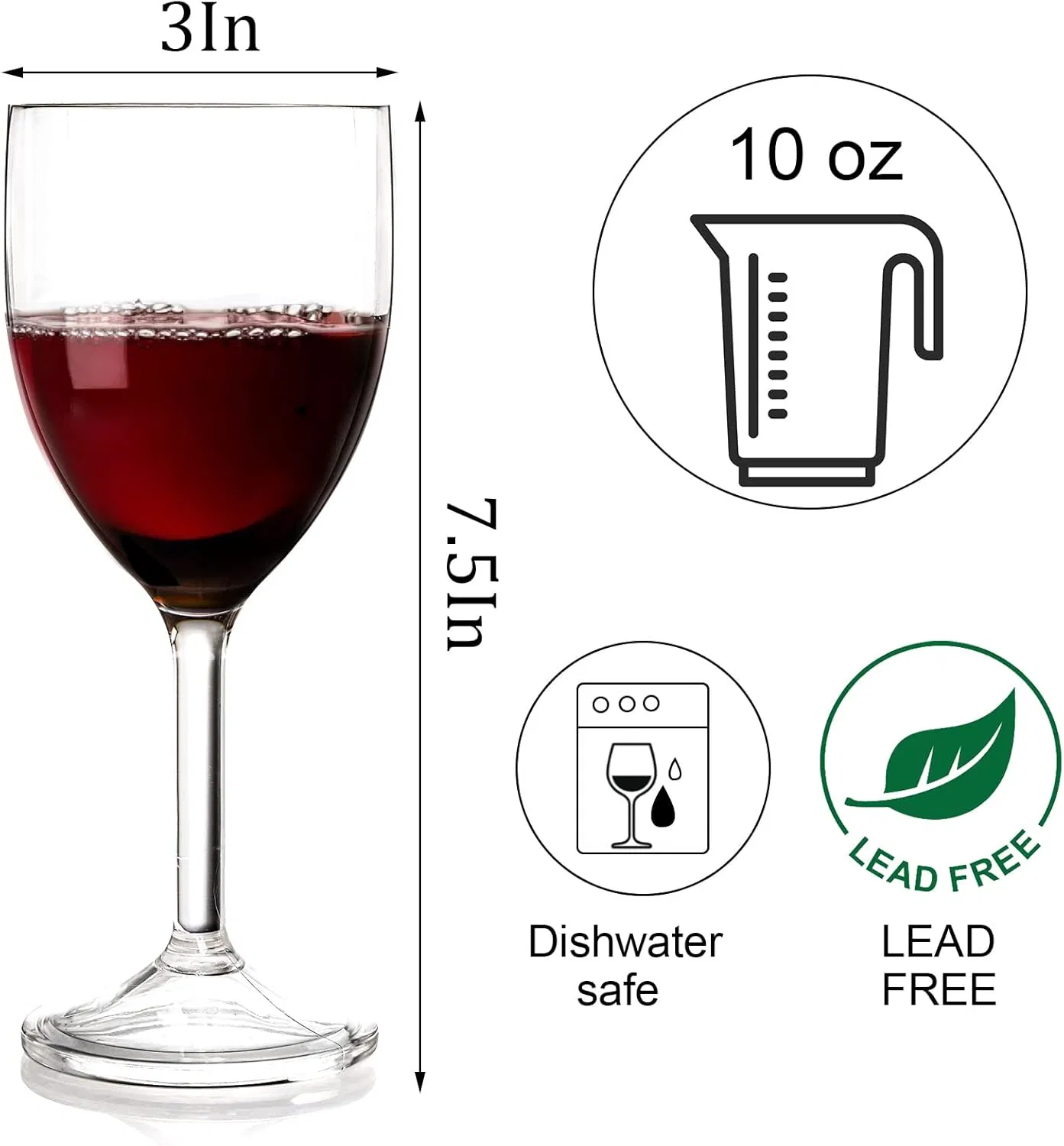 Unbreakable Clear Plastic Wine Goblets for Outdoor Use