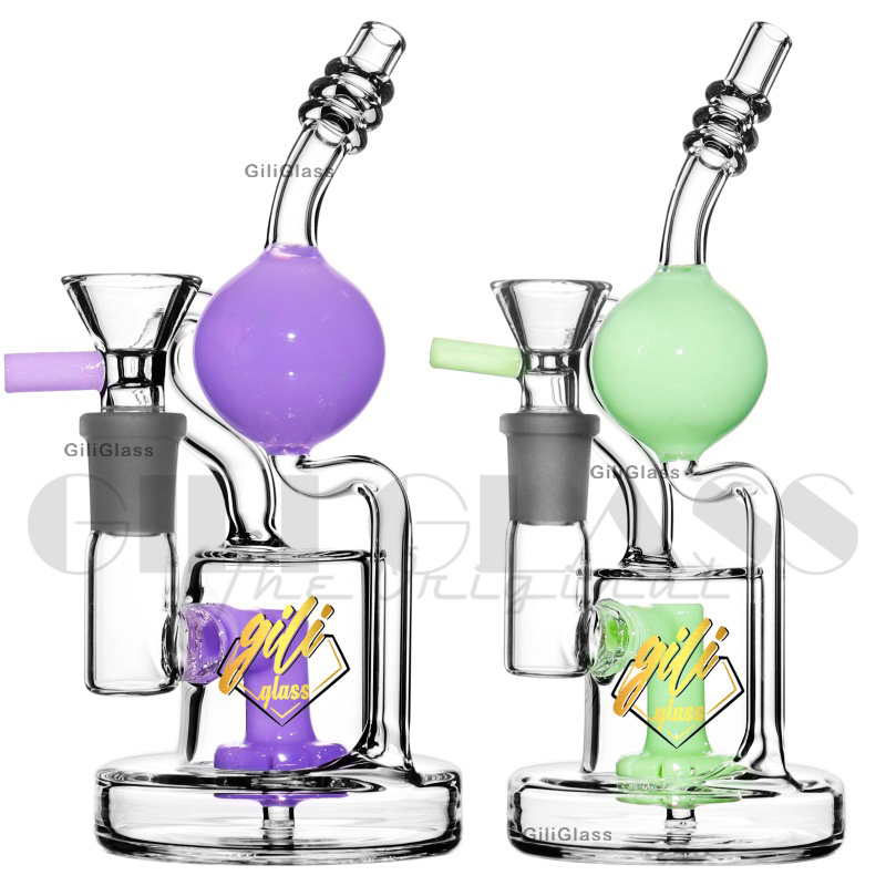 Gili-429 Giliglass 7 Inches Milk Color Ball Percolator Perc DAB Rig Glass Recycler Wholesale Smoking Pipe