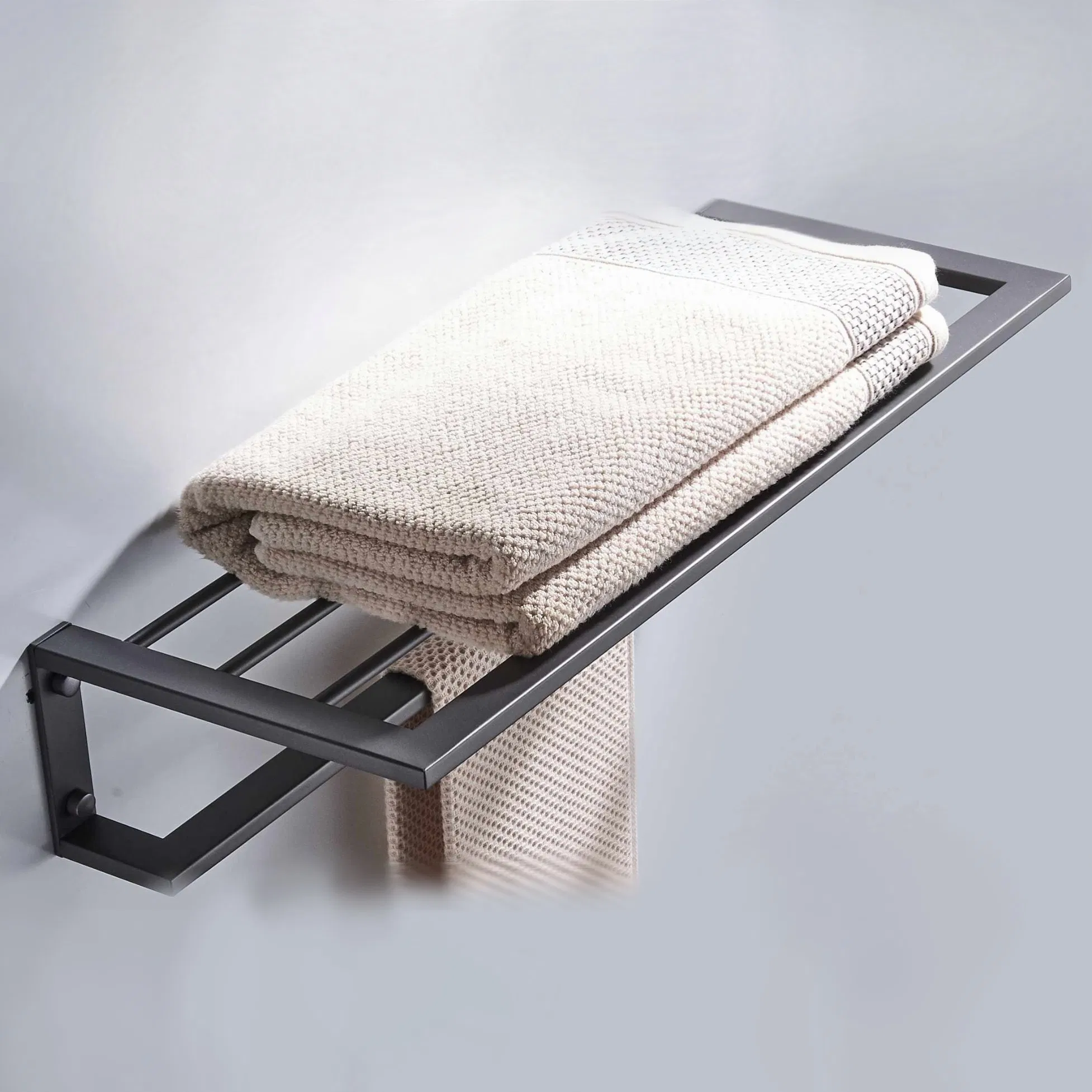 SS304 Black Hidden Installation Wall Mounted Towel Holder Rustproof Bathroom Fixture