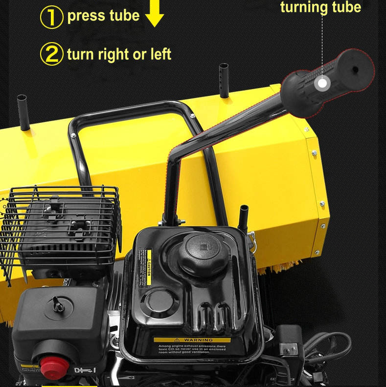 All Season 3 in 1 Gasoline Garden Sweeper Road Sweeper Self-Propelled Walk Behind for Garden Road Snow & Debris Cleaning