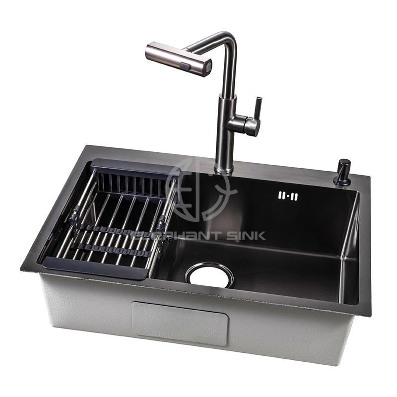 Modern 8050 Black Stainless Steel Sink with Round Drain Hole