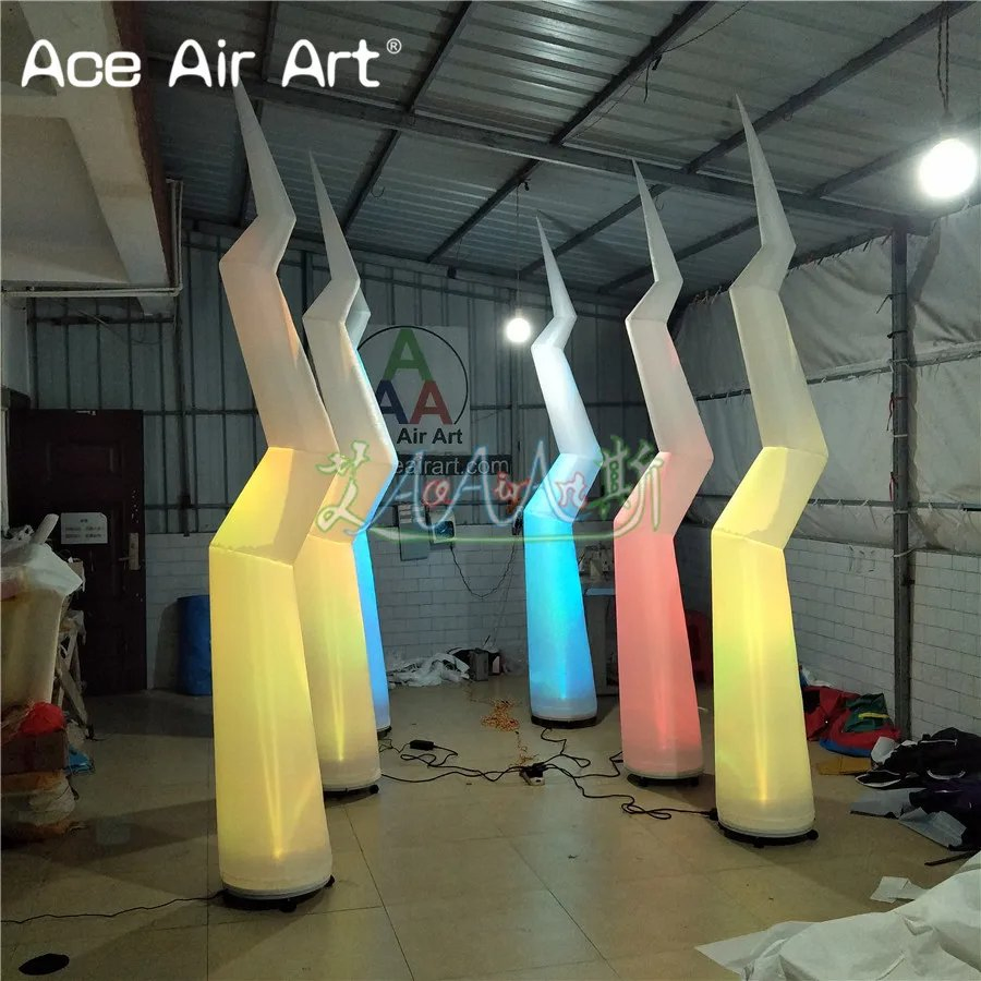 6 PCS/Lot 3mh Beautiful Inflatable Flash Lighting Bolt Inflatable Flash Pillars for Stage Party Decorations