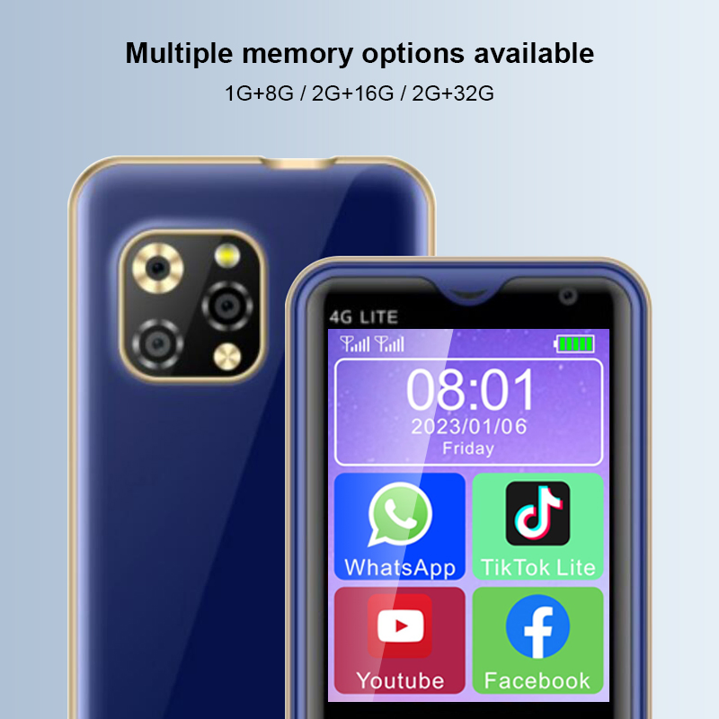 Мини-телефон Android 2.8 дюйма с записью разговоров и 4G
