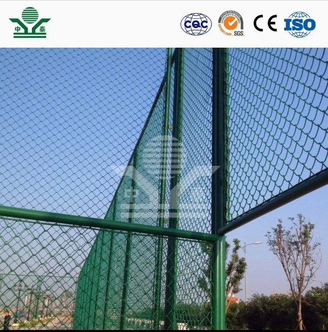 Zhongtai 40 Foot Chain Link Fence China Manufacturing Plastic Coated Stadium Chain Link Fence