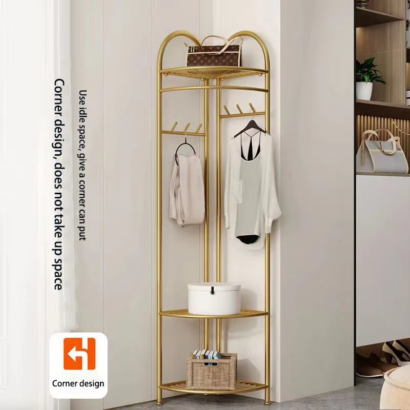 Stylish Gold Metal Coat Rack for Retail Clothing Displays