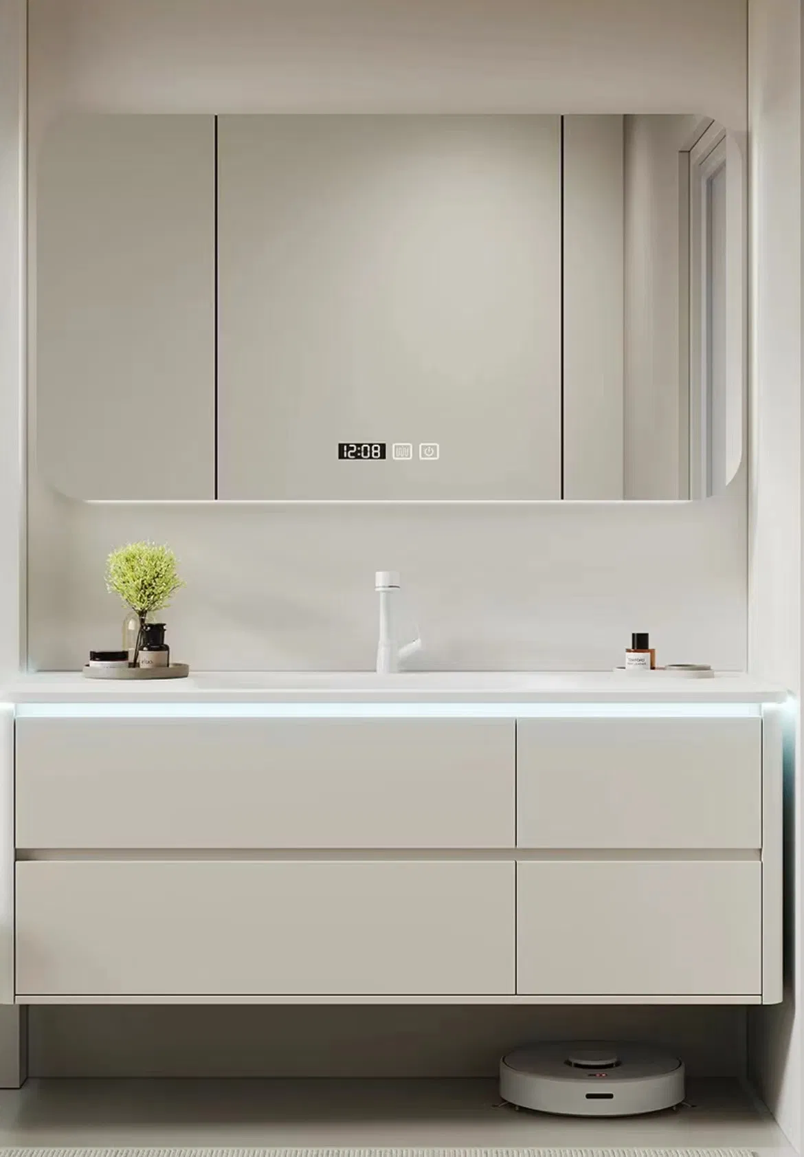 Contemporary Bathroom Vanity Set Featuring Elegant Artificial Stone Sink