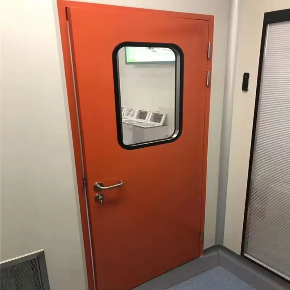 Steel Fire Entry Doors with Fire Escape Lock Configuration Featuring Tempered Glass and Painted Polymer Surface