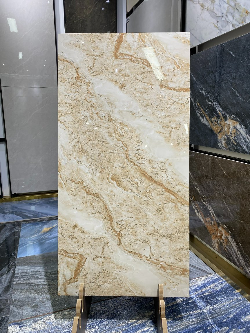 China Manufacturer Full Polished Glazed Floor Wall Tiles High Glossy Surface with Golden Sand Golden Line Silver Sand Silver Line