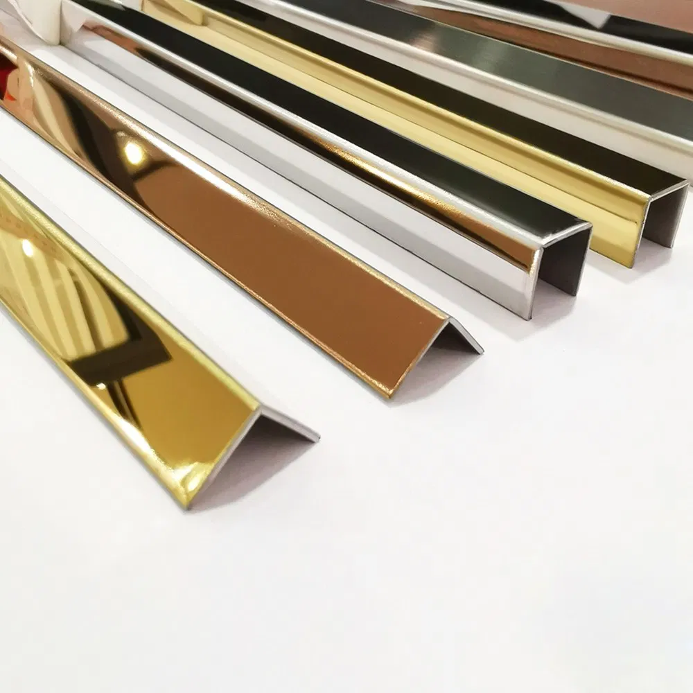 V Shape Best Price Rose Gold Stainless Steel Tile Trim Corner Non Slip Grooved Tread Stair Edge Step Nose