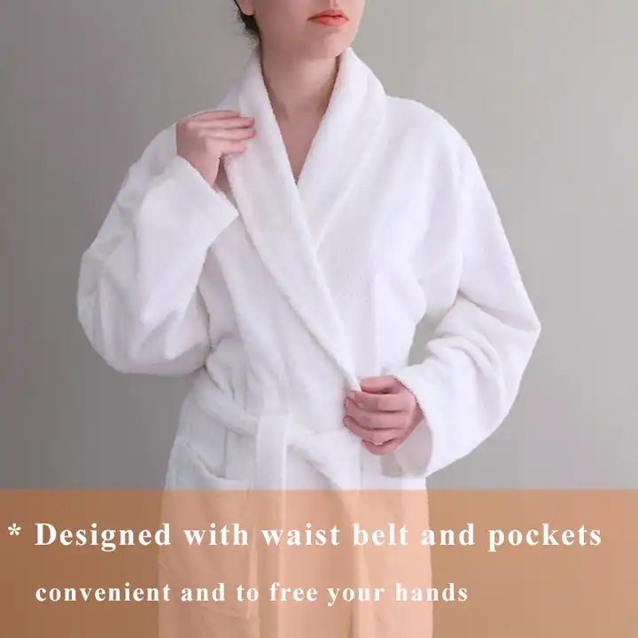 Custom Size White Shawl Collar 100% Cotton Hotel Terry Bathrobe