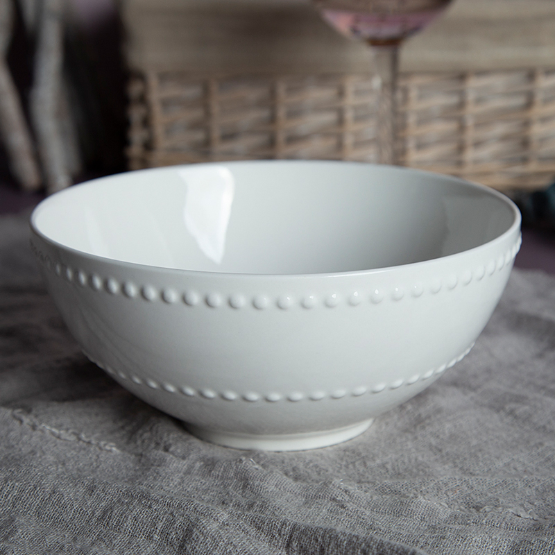 Elegant 10.5" New Bone China Dinner Plate with Embossed Dots