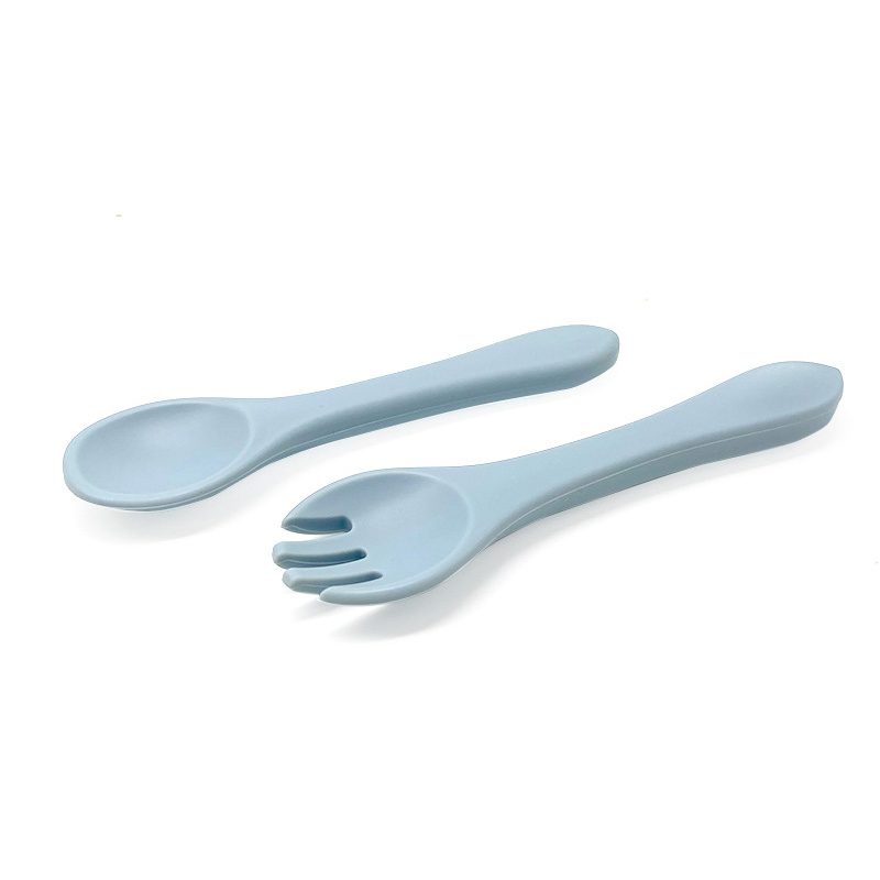 100% Food Grade Silicon Baby Bowl and Spoon Children Single Silicone Spoon