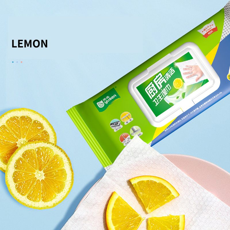 Disposable Powerful Oil Removal Kitchen Cleaning Wet Wipes for Stain Removing Disposable Cleaning Wet Wipe