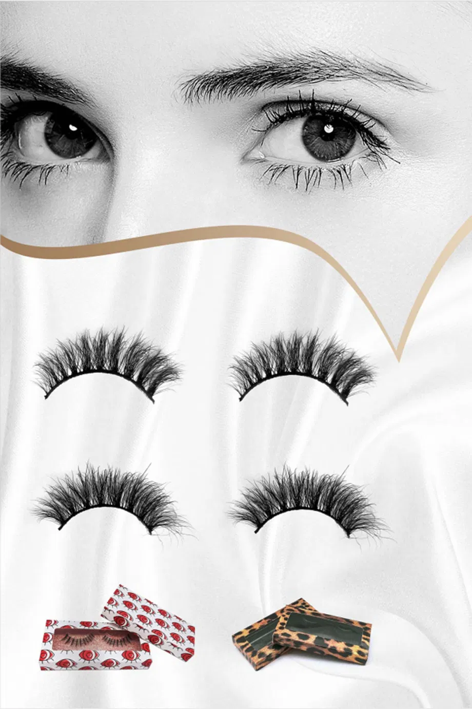 Supplier of Fluffy False Eyelashes, Natural Faux Mink Strip 3D Lashes for Woman
