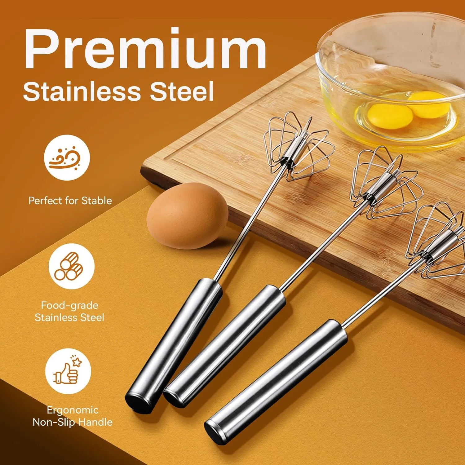 Stainless Steel Semi-Automatic Egg Whisk