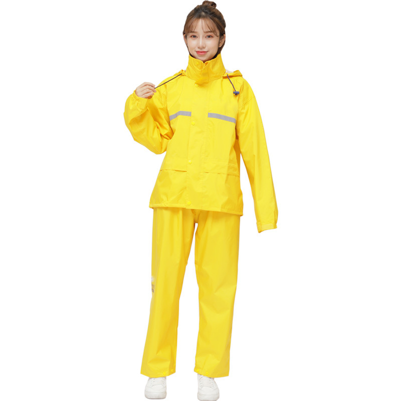 Polyester/PVC High Visibility Protective Waterproof Waindproof Chemical Proof Hi Vis Reflective Rainsuit Rain Coat Raincoat