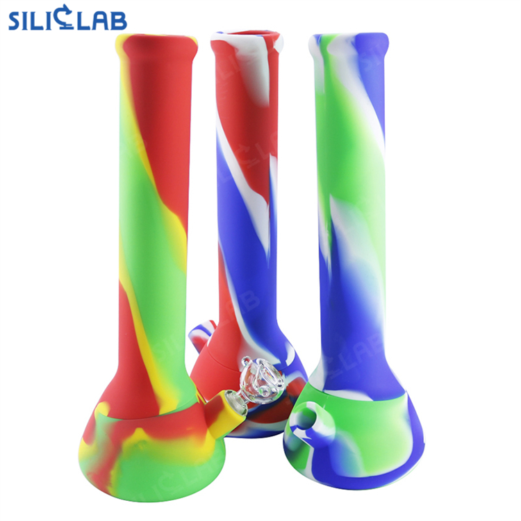 13.2 Inch Big Size Straight Silicone Pipe Smoking Bubbler Water Pipe Detachable Two Parts Beaker Base Smoke Filter 420