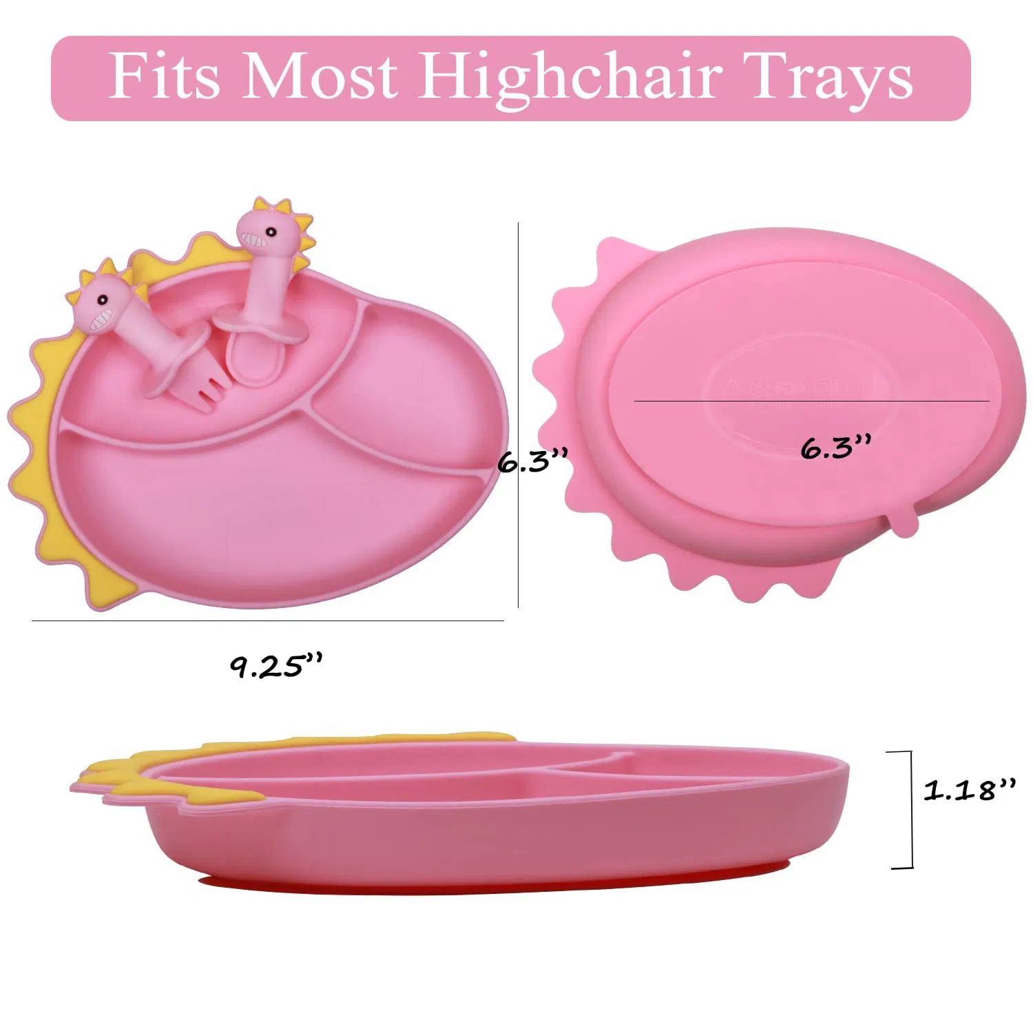 Silicone Suction Cup Baby Plate Set Kids Divided Grip Dish Self Feeding Training Baby Dinner Plate
