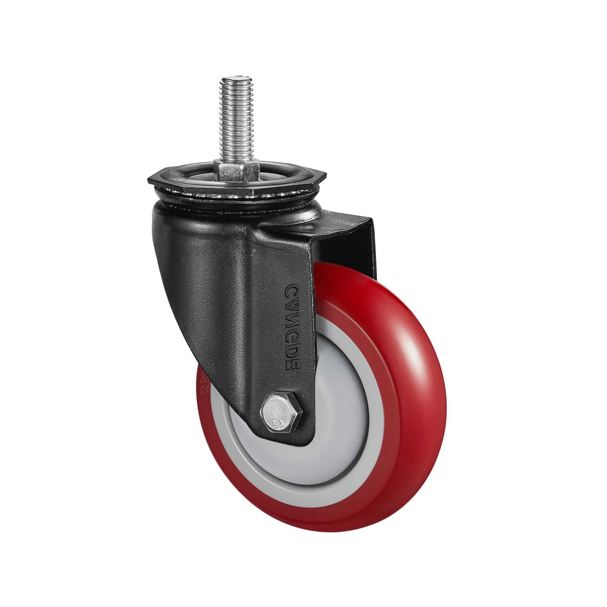 Red PU Medium Duty Rigid (Fixed) Casters - Durable, Elastic, Silent, 2.5"/3"/4"/5"