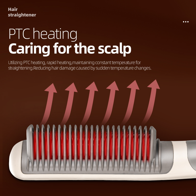 2026 PTC Heating Mocha Ash 360° Rotation Hair Straightener Kd388