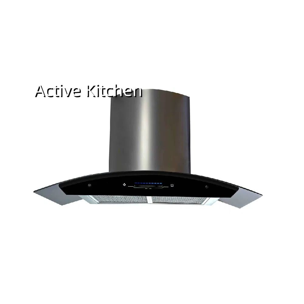 Adjustable Lighting Extractor Hood Ductless Range Hood Curved Glass Hood Kitchen Energy Efficiency Range Hoods
