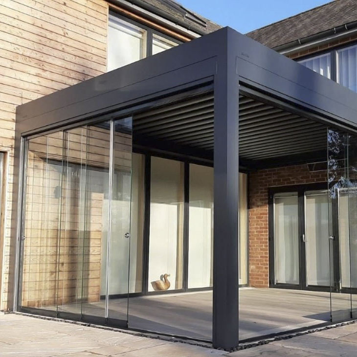 Durable Aluminum Glass Pergola and Canopy Structure