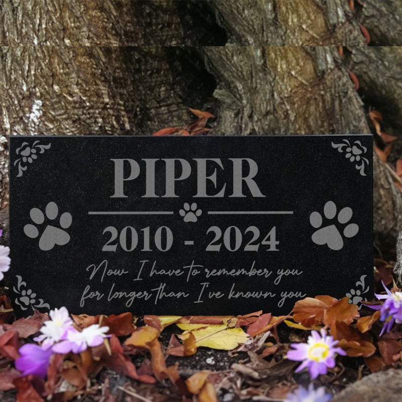 Personalized Memorial Plaque Pet Black Granite Grave Marker for Cemetery Decoration