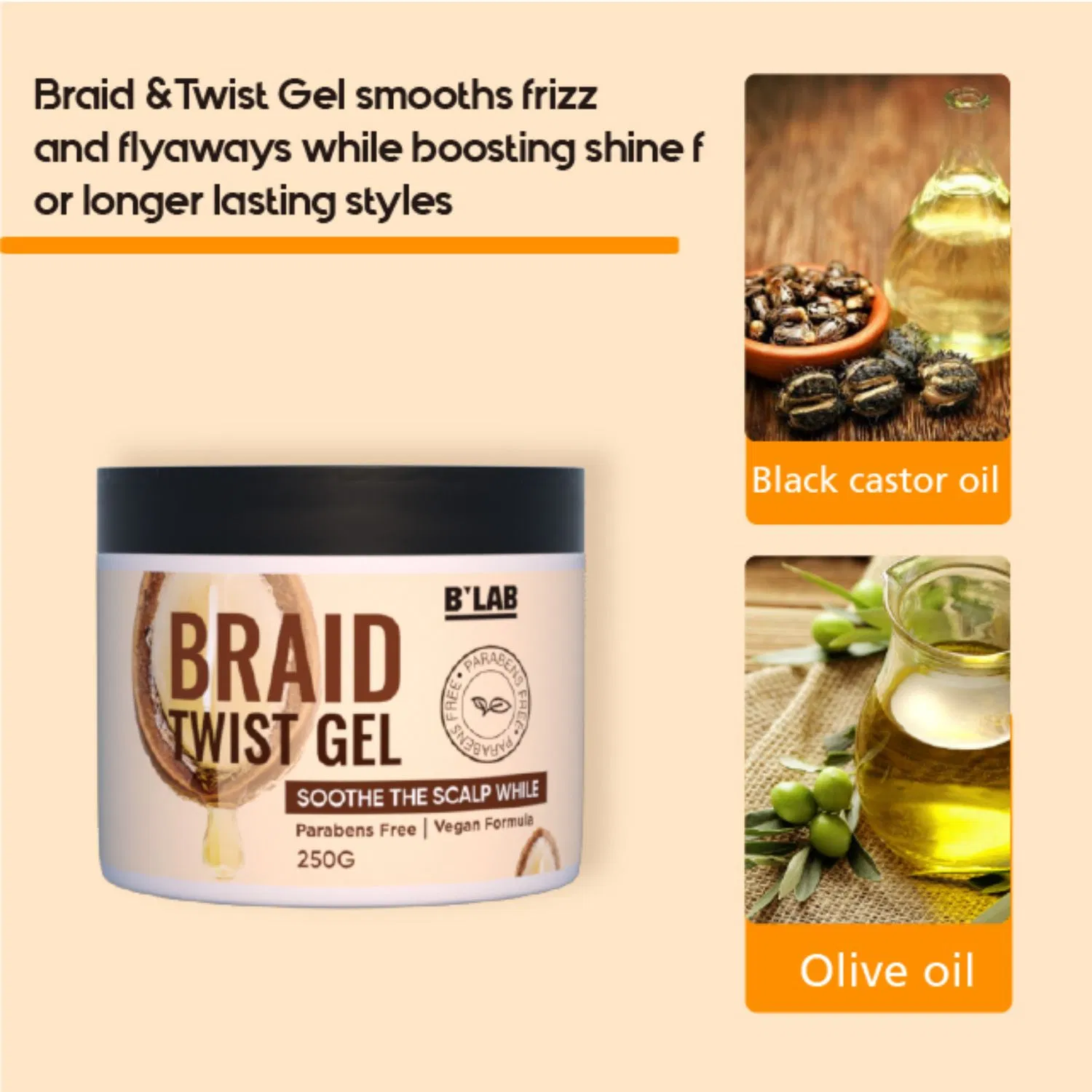 Factory Directly OEM & ODM Braid & Twist Gel Loc Twisting Hair Gel Private Label Loss Hair Styling Gel