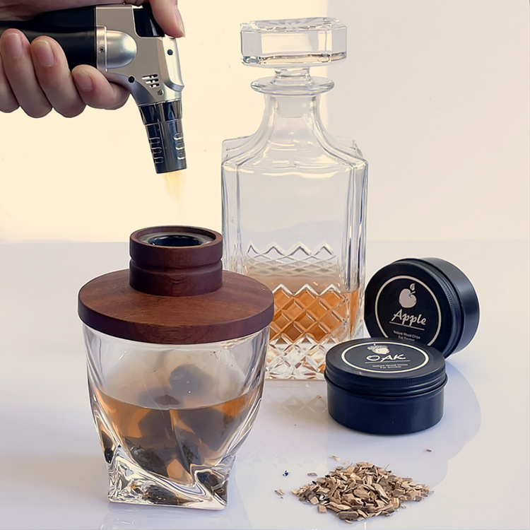 Cocktail Whiskey Smoker Gift Set Wooden Infuser Whiskey Smoke Infuser Kit for Whiskey