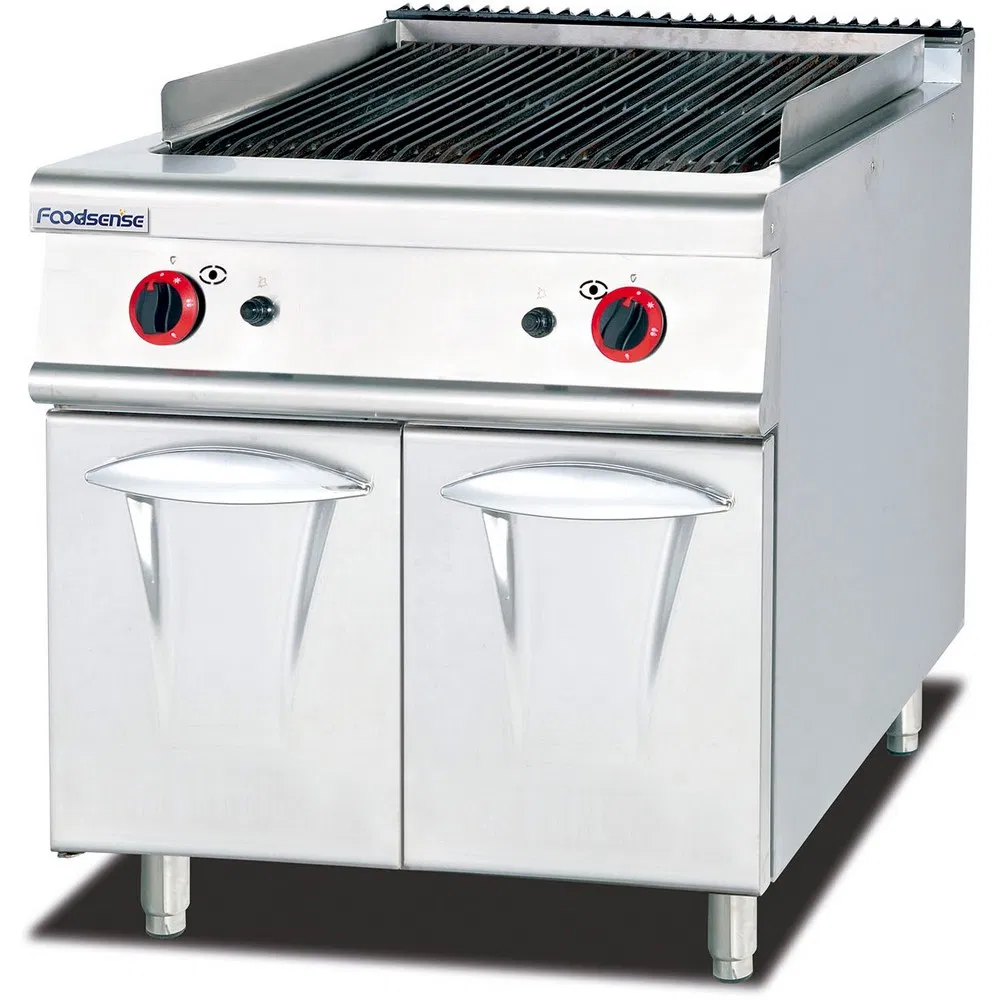 Free-Standing Commercial Kitchen Equipment Electric Lava Rock Grill with Cabinet