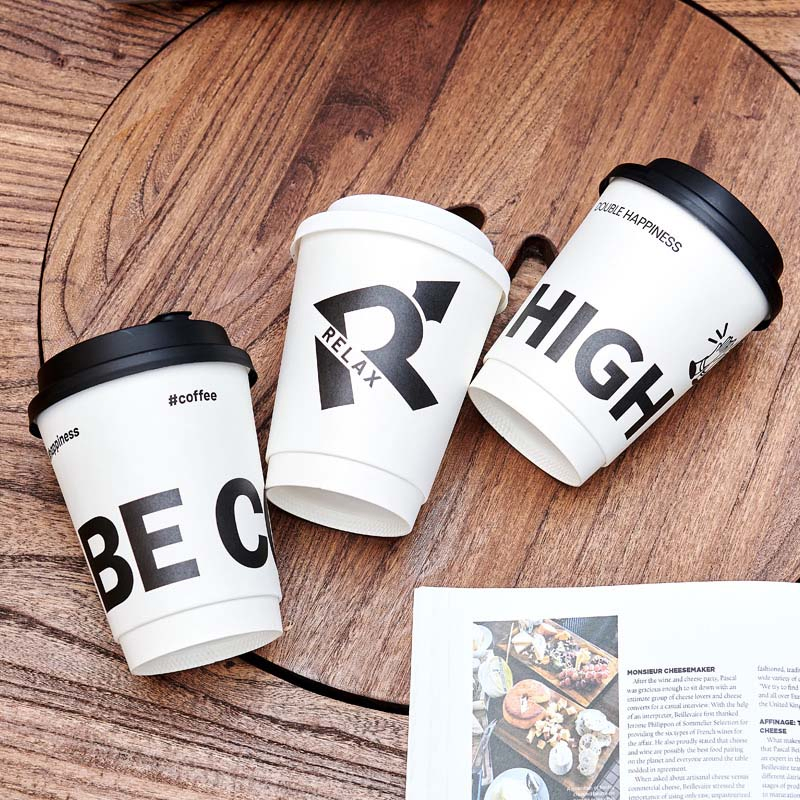 Двухслойные бумажные стаканы для кофе и чая, 12 унций