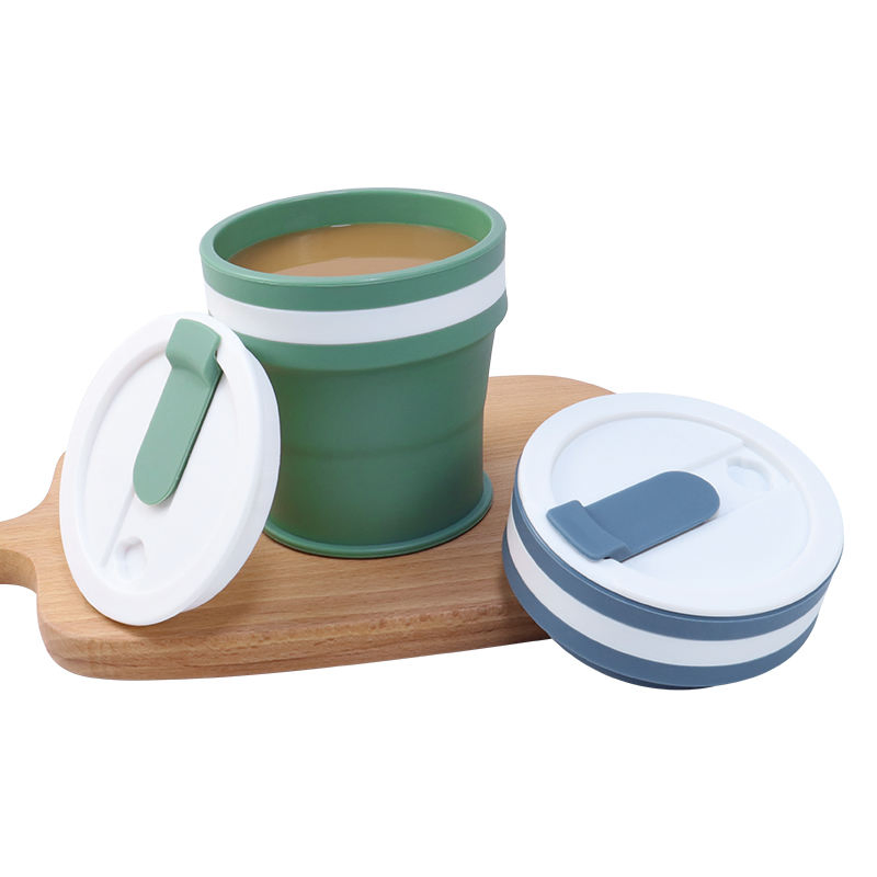 Premium Wholesale Silicone Collapsible Coffee Water Drinking Cup with Lid for Promotion Gifts