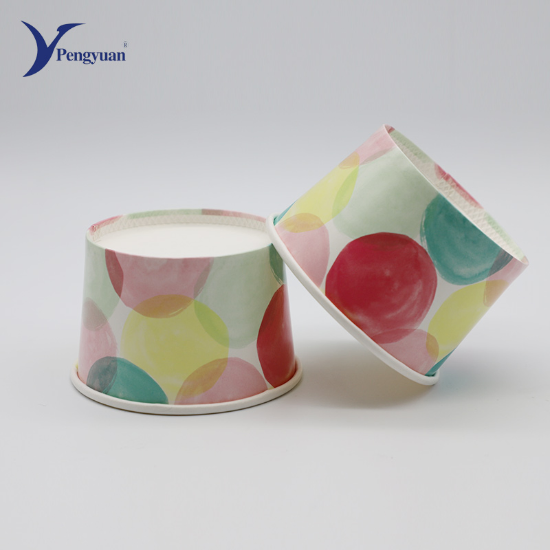 Custom Printed Disposable Paper Ice Cream Cup with Dome Lid Wholesale