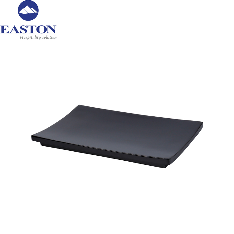 Hot Sale Hotel Bathroom Black Shiny Resin Soap Dish