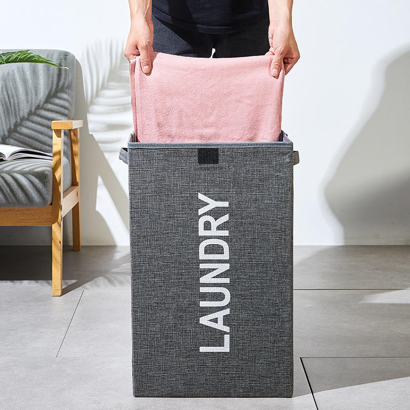 Foldable Floor-Standing Laundry Basket with Lid for Bathroom Bedroom