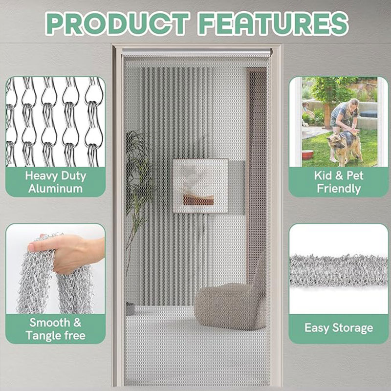 Aluminum Chain Curtains for Shower and Privacy Screens Chain Link Fly Screens Aluminium Chain Curtains Decorative Wire Mesh Room Metal Chain Curtain