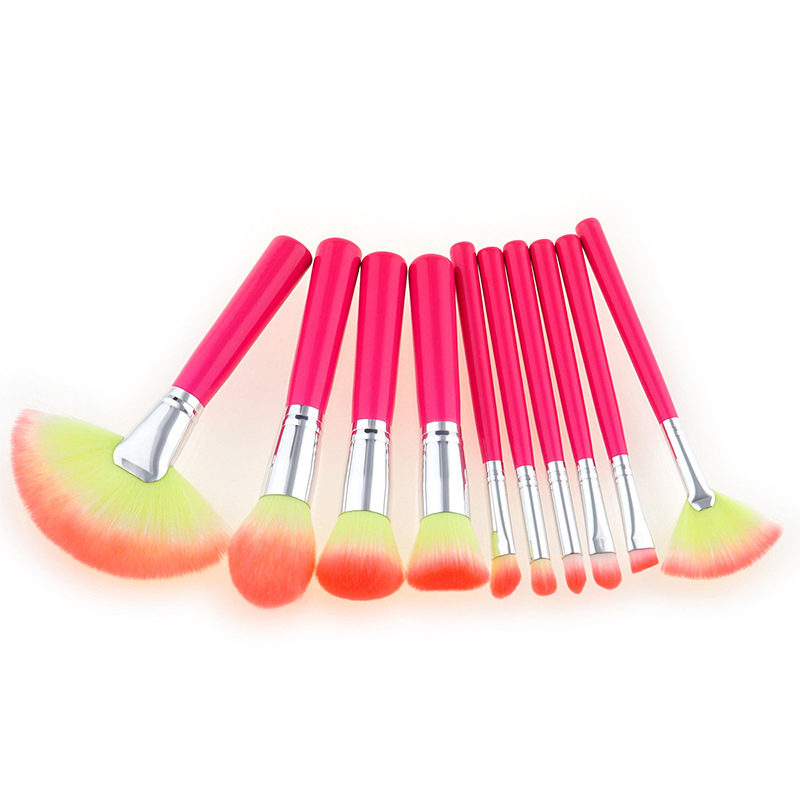10PCS 4 Different Color Wooden Handle Luxury Private Label Makeup Brushes